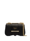 PRADA PRADA BLACK SIDONIE LEATHER CROSS BODY SHOULDER BAG - 黑色