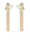 FAIRFAX & ROBERTS 18KT YELLOW GOLD TASSEL DIAMOND AND MOTHER-OF-PEARL EARRINGS