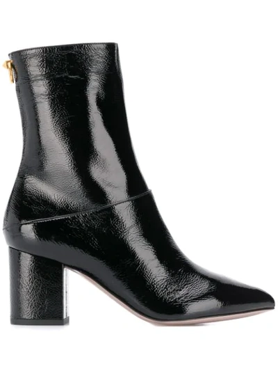 Valentino Garavani Black Glossy Leather Boots