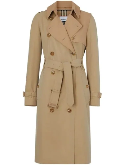 Burberry Kensington Long Organic Cotton-gabardine Trench Coat In Beige