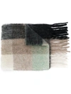 Acne Studios Logo Patch Checked Scarf - Green/grey/black