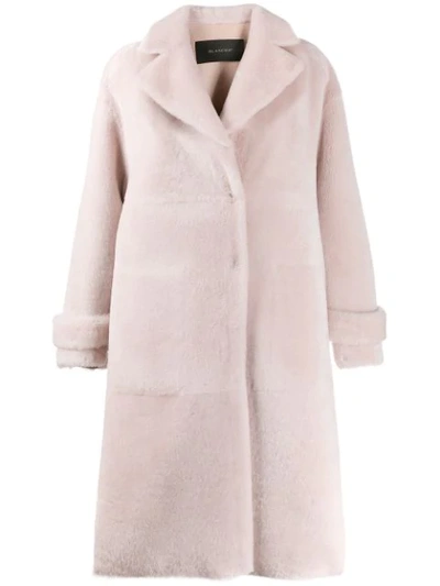 Blancha Shearling Midi Coat In Pink