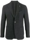 LARDINI LARDINI WOVEN BLAZER - 黑色