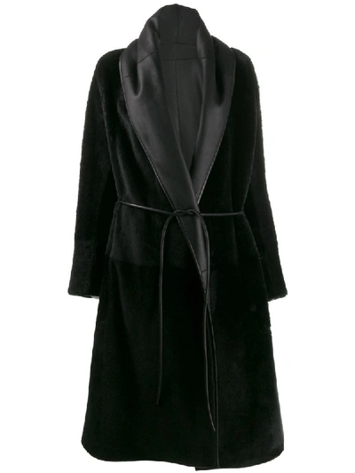 Max Mara Tie Waist Coat In Black