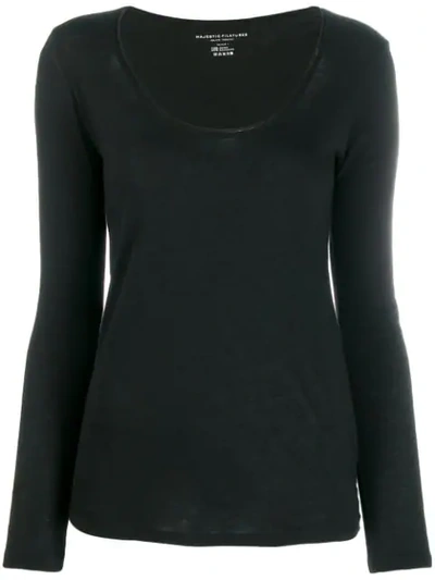 Majestic Round Neck Jumper In Black