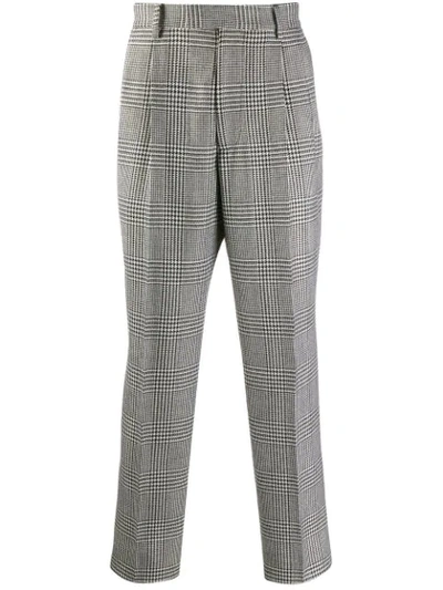 Alexander Mcqueen Straight Houndstooth Trousers In Black