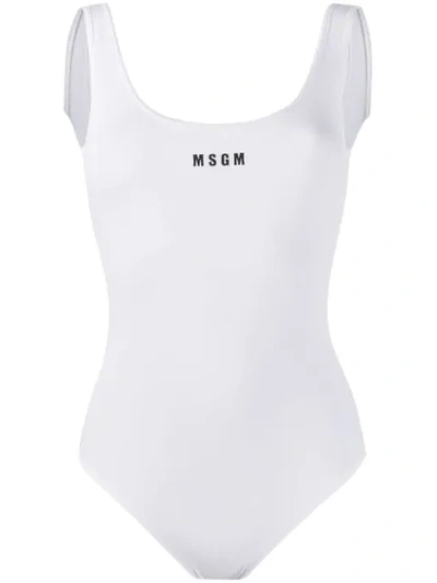 Msgm Logo Printed Bodysuit In 01 White