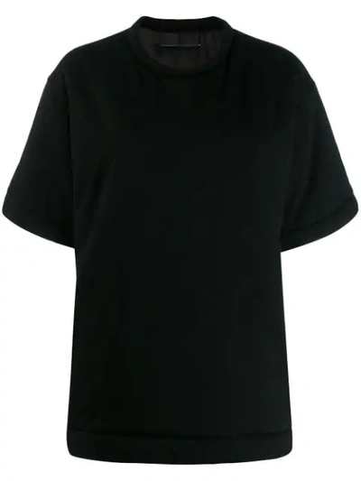 Mm6 Maison Margiela Padded Oversized Cotton & Satin T-shirt In Black