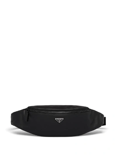 Prada Logo Plaque Belt Bag In F0002 Black