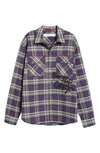 OFF-WHITE BUTTON-UP PLAID FLANNEL SHIRT,OMGA091F19F330063010