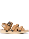 SUICOKE SUICOKE KISEE-V TOUCH-STRAP SANDALS - 棕色