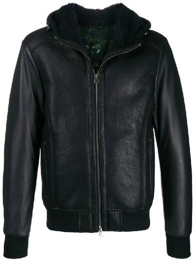 Etro Shearling Hooded Jacket In 黑色