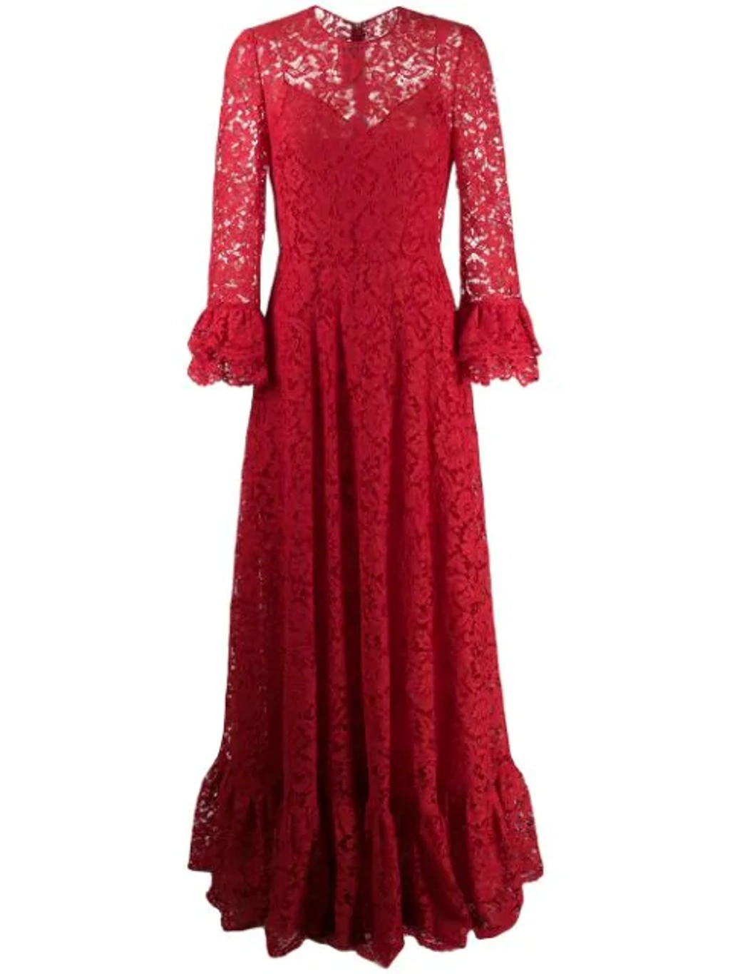 valentino red lace dress Valentino Embellished Velvet Lace Gown  UFO No More