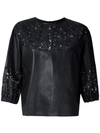 ANDREA BOGOSIAN CUT OUT PATTERN LEATHER BLOUSE