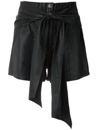 Andrea Bogosian Tied Leather Shorts In Black