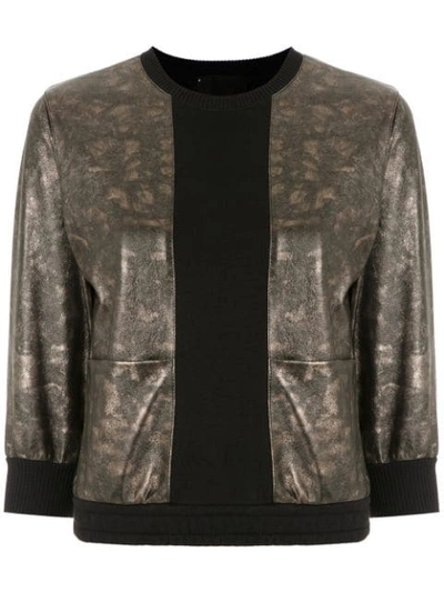 Andrea Bogosian Leather Panelled Sweatshirt In Metallic