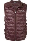 EA7 EMPORIO ARMANI QUILTED GILET - 红色
