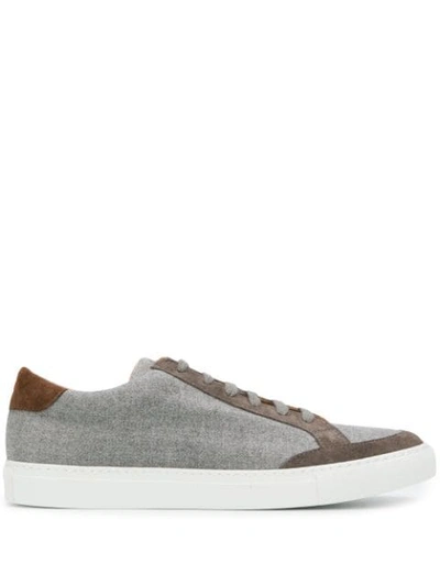 Eleventy Flannel & Suede Low-top Trainers In Light Grey