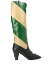 GUCCI ZUMMI GG HORSEBIT STRIPED KNEE-HIGH BOOTS