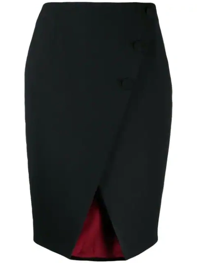 Sara Battaglia Button Detail Skirt In Black