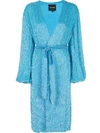 Retroféte Sequin Wrap Dress In Blue