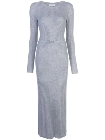 Gabriela Hearst Luisa Belted Ribbed-knit Wool-blend Maxi Dress In Grey