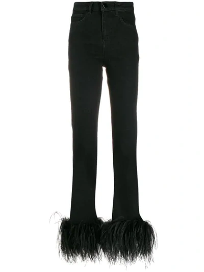 16arlington Feather-trimmed High-rise Skinny Jeans In Black