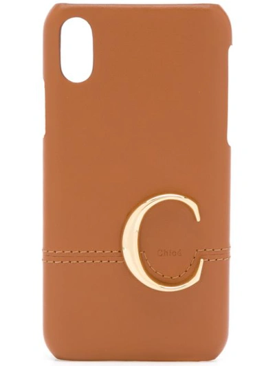 Chloé Iphone X Logo Phone Case In Brown