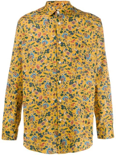 Comme Des Garçons Shirt Floral Print Shirt In Yellow