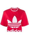 ADIDAS ORIGINALS ADIDAS LOGO PRINT CROPPED T-SHIRT - 粉色