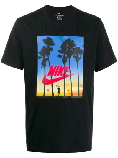 Nike Sunset Logo Print T-shirt In Black | ModeSens