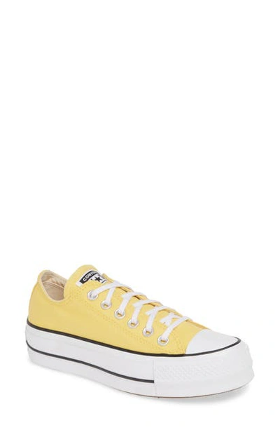 Converse Women's Chuck Taylor All Star Lift Low Top Casual Sneakers From Finish Line In Butter Yellow/black/white