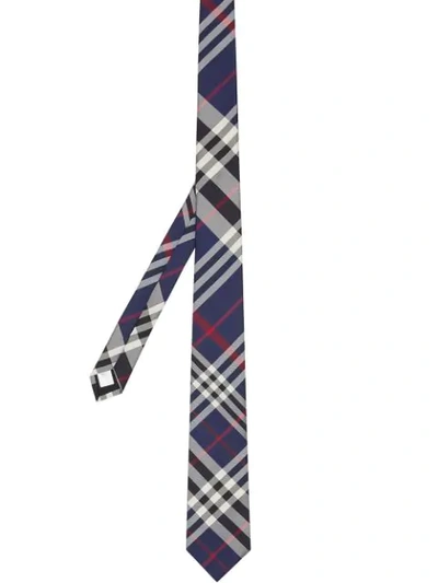 Burberry Manston Modern-cut Check Silk Tie In Navy