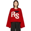 RAF SIMONS Red Oversized Intarsia Logo Sweater