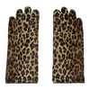 RAF SIMONS RAF SIMONS BLACK AND BROWN LEATHER LEOPARD GLOVES