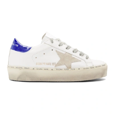 Golden Goose Ssense Exclusive White Glitter Tab Hi Star Trainers