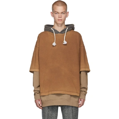 Maison Margiela Oversized Layered Garment-dyed Loopback Cotton-jersey Hoodie In White