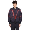 VALENTINO VALENTINO NAVY AND RED VLOGO BOMBER JACKET