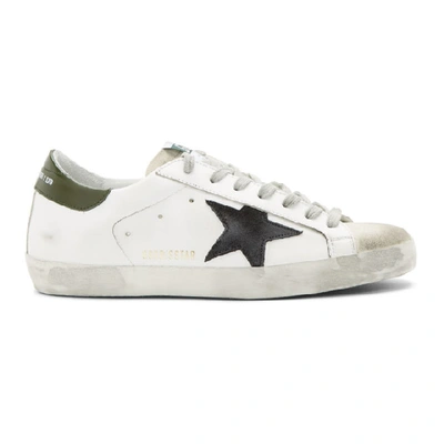 Golden Goose Ssense Exclusive White & Green Super Sstar Trainers In White-black