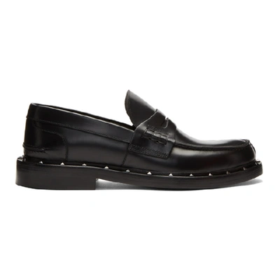 Valentino Garavani Leather Penny Loafers In Black