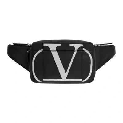 Valentino Garavani Black Vlogo Waist Pouch In Ner Ottico