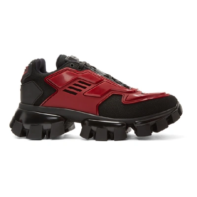 Prada Black & Red Cloudbust Thunder Trainers In Black,red