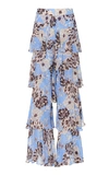 ALEXIS ELRIA FLORAL-PRINT TIERED-FLOUNCE PANTS,775238
