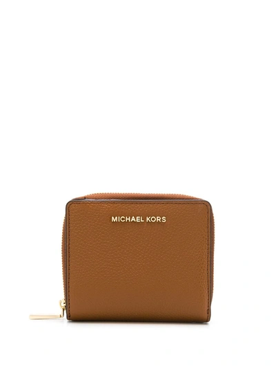 Michael Michael Kors Logo Plaque Wallet In Brown