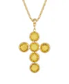 2028 14k Gold- Dipped Topaz Brown Swarovski Elements Cross 20" Necklace In Beige