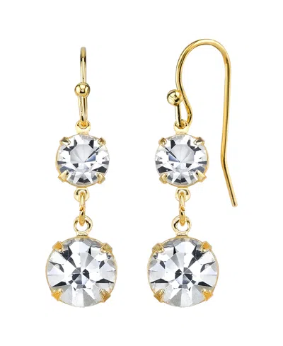 2028 14k Gold-dipped Genuine Crystal Drop Earrings In White
