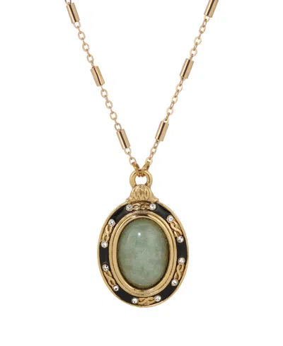 2028 14k Gold Dipped Green Oval Necklace