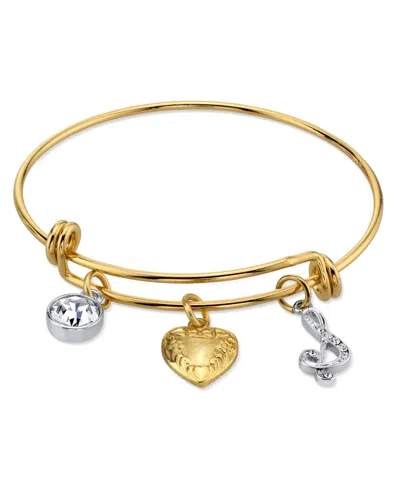 2028 14k Gold-dipped Heart And Initial Crystal Charm Bracelet