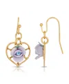 2028 14k Gold-dipped Heart And Porcelain Rose Earrings In Lavender