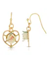 2028 14k Gold-dipped Heart With Porcelain Rose Earrings In Ivory
